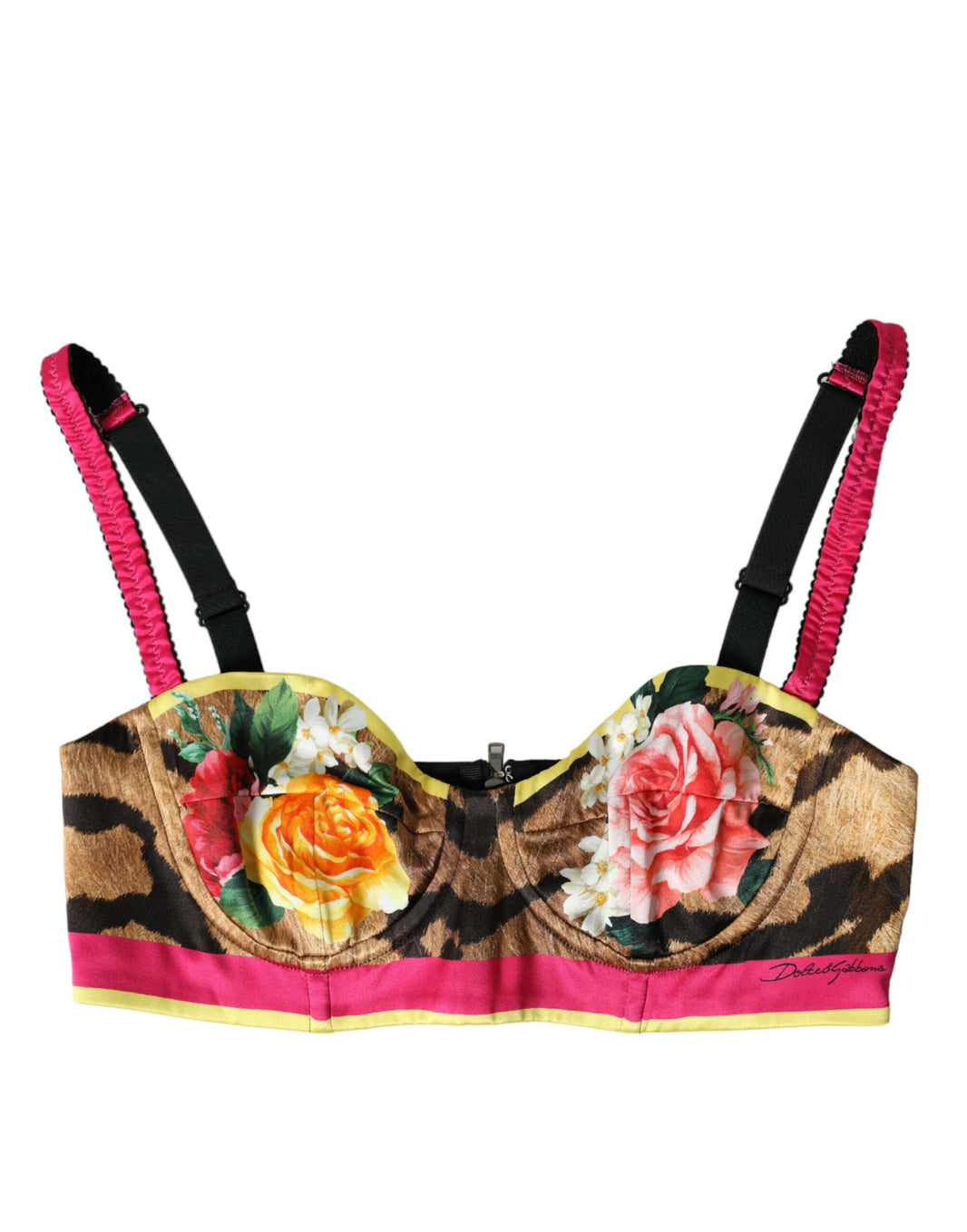 Dolce & Gabbana Multicolor Floral Sleeveless Bustier Crop Top