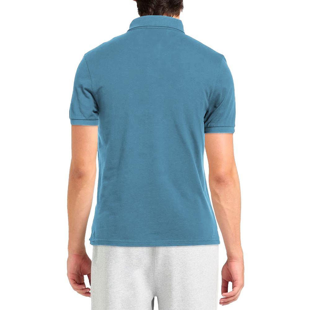 Alpha Studio Light Blue Cotton Men Polo Shirt