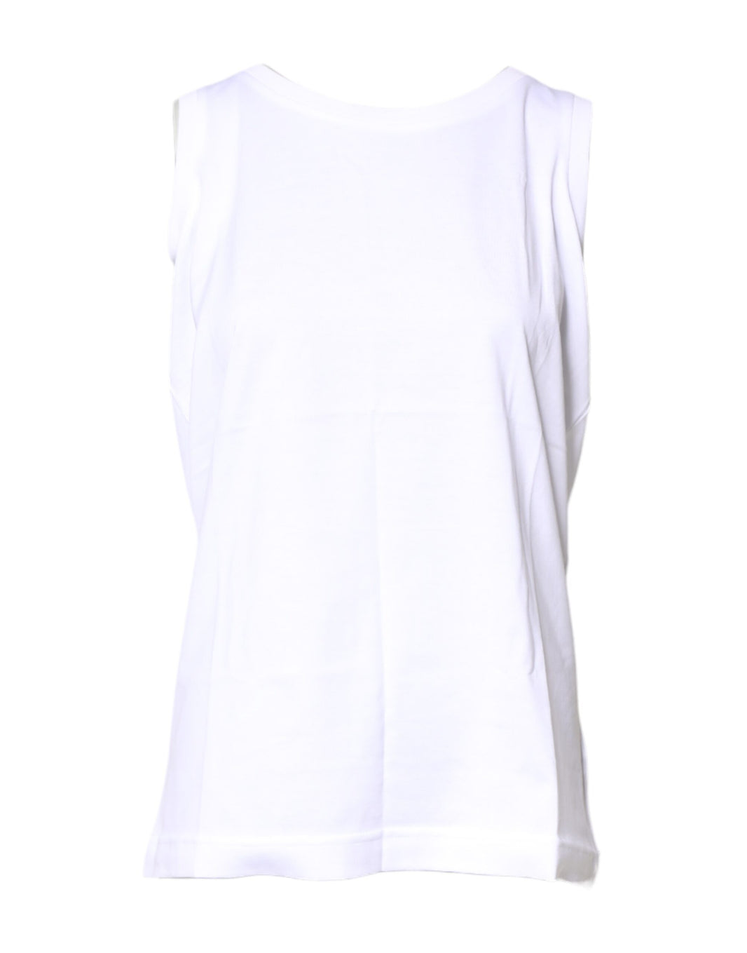 Dolce & Gabbana White Cotton Sleeveless Crew Neck T-shirt