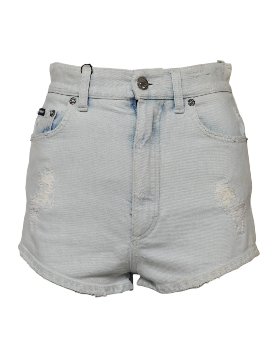 Dolce & Gabbana Light Blue Washed Denim Cotton Hot Pants Shorts