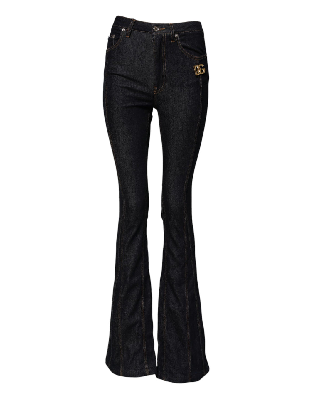 Dolce & Gabbana Black Cotton Mid Waist Bootcut Denim Jeans