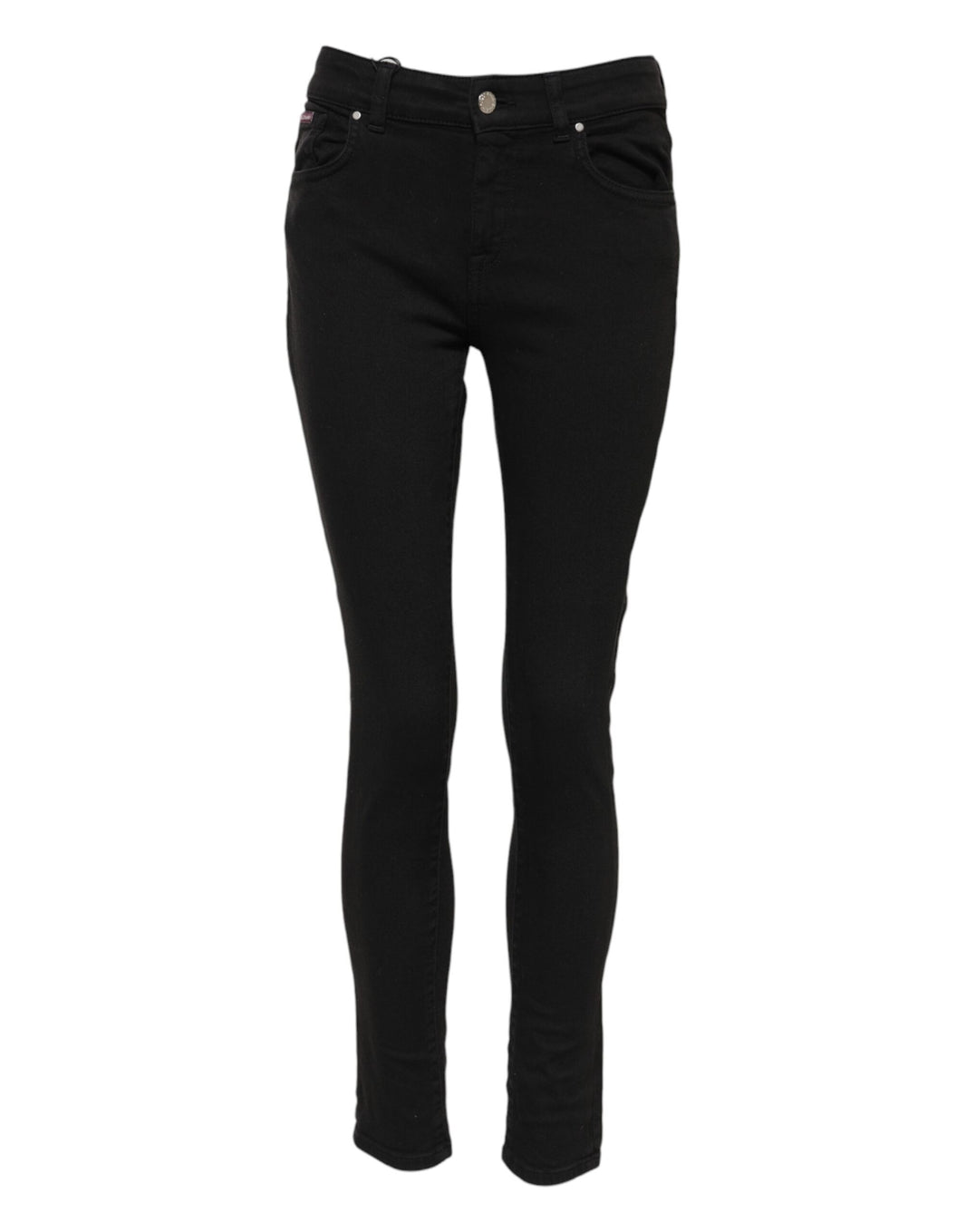 Dolce & Gabbana Black Cotton Logo Skinny Mid Waist Denim Jeans