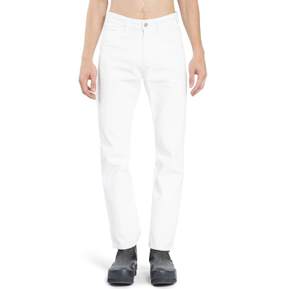 Celine White Cotton Straight-Leg Jeans