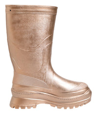 Dolce & Gabbana Rose Gold Rubber Pull On Rain Boots Shoes