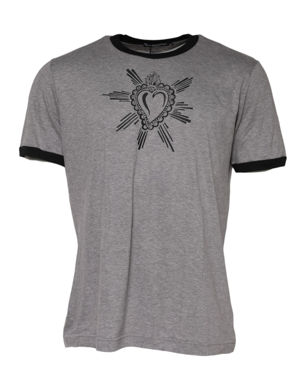 Dolce & Gabbana Gray Sacred Heart Cotton Crew Neck T-shirt