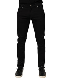 Dolce & Gabbana Black Cotton Blend Skinny Men Trouser Pants