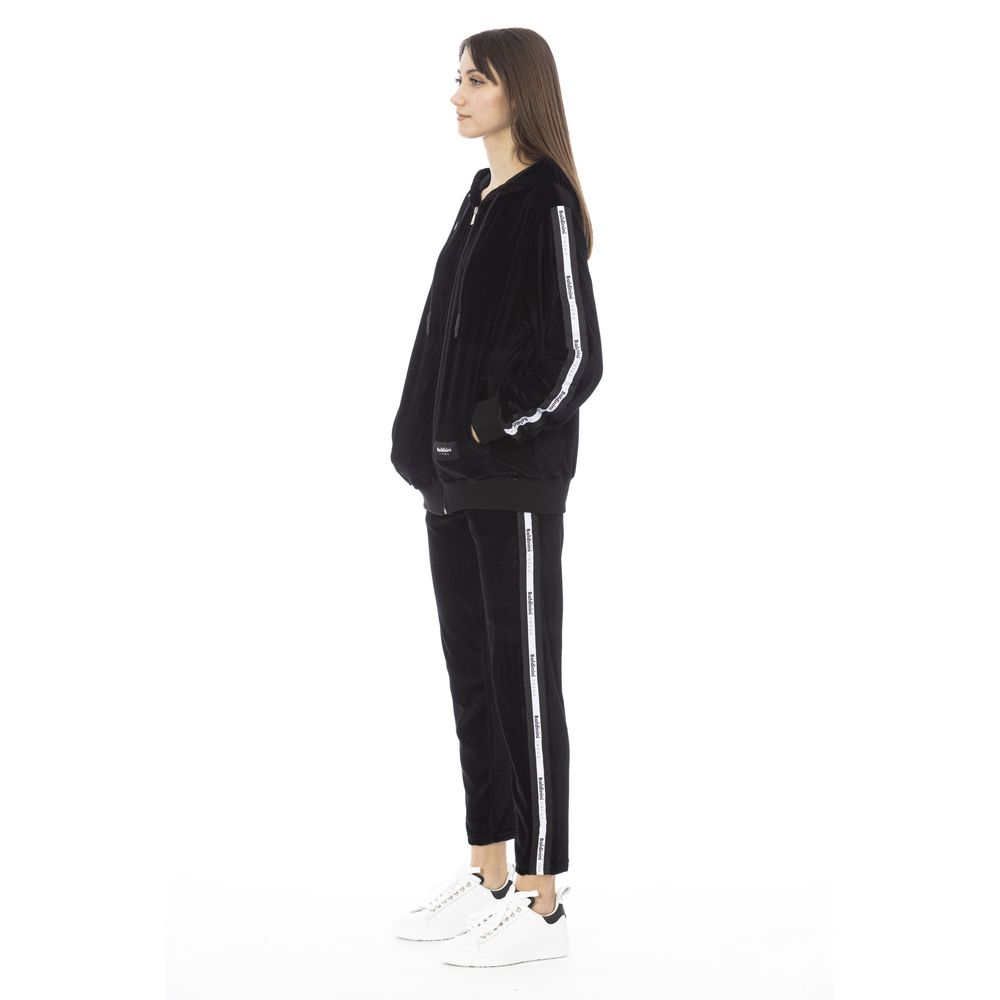 Baldinini Trend Black Cotton Women Sweater with Adjustable Hood