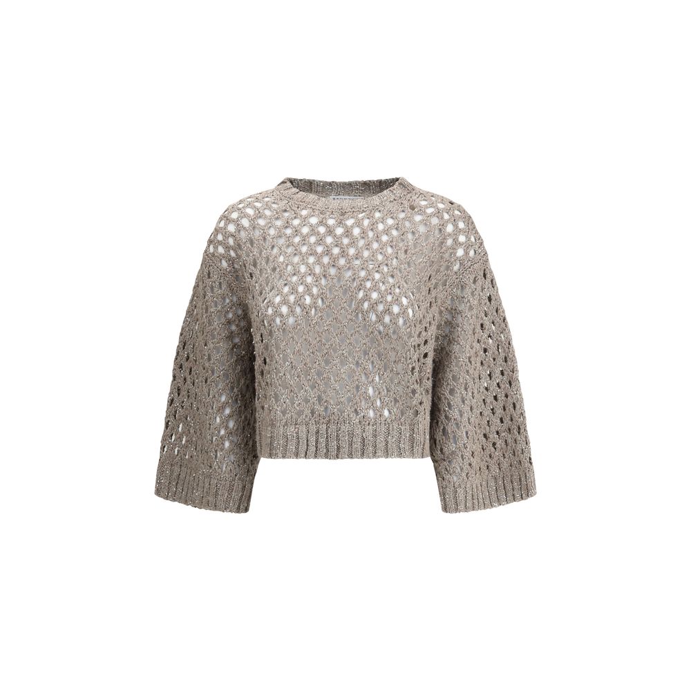 Brunello Cucinelli Brown Silk Sweatshirt