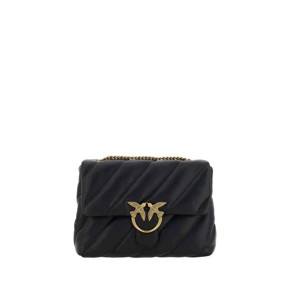 PINKO Black Calf Leather Bos Taurus Shoulder Bag by PINKO