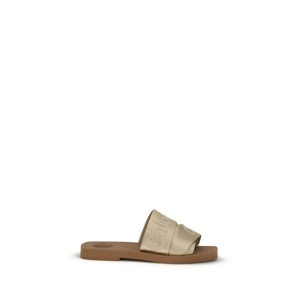 Chloé Gold Polyester Flat Sandals by Chloé
