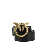 PINKO Black Calf Leather Bos Taurus Belt by PINKO