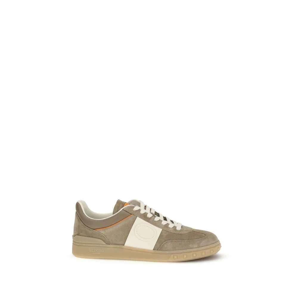 Valentino Garavani Beige Calf Leather Bos Taurus Low Top Sneakers by Valentino Garavani
