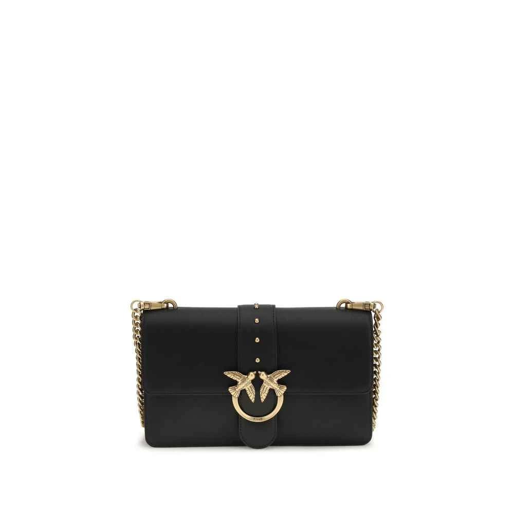 PINKO Black Calf Leather Bos Taurus Shoulder Bag by PINKO