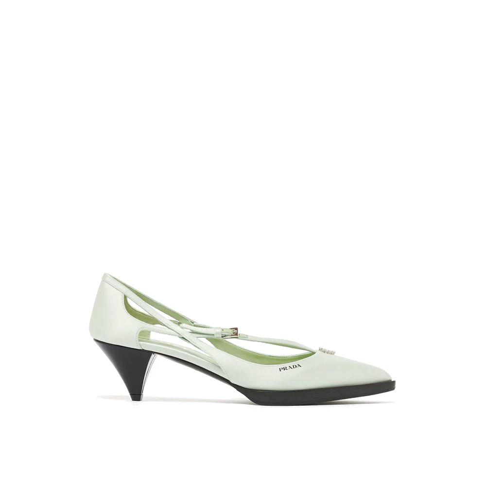 Prada Bicolor Silk Mid Heel Pumps by Prada