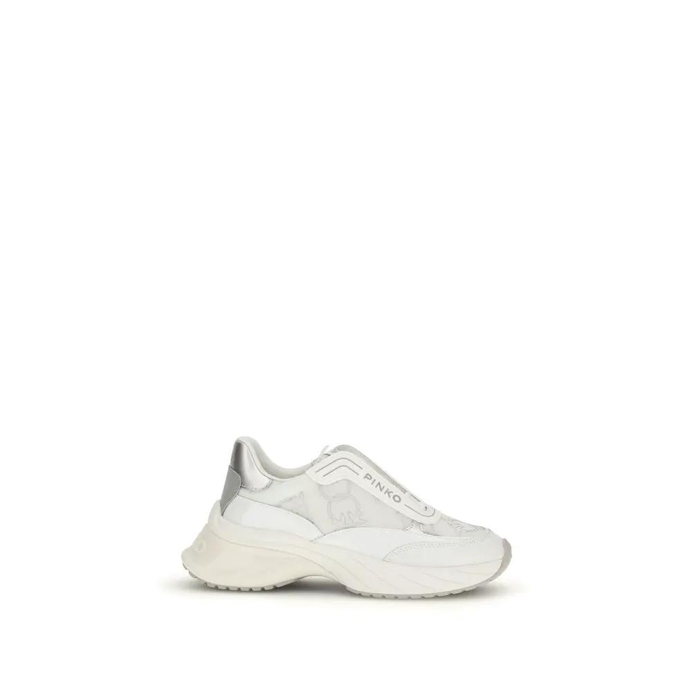 PINKO White Calf Leather Bos Taurus Chunky Sneakers by PINKO