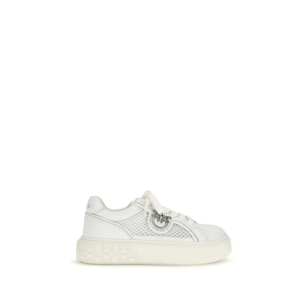 PINKO White Calf Leather Bos Taurus Platform Sneakers by PINKO