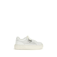 PINKO White Calf Leather Bos Taurus Platform Sneakers by PINKO
