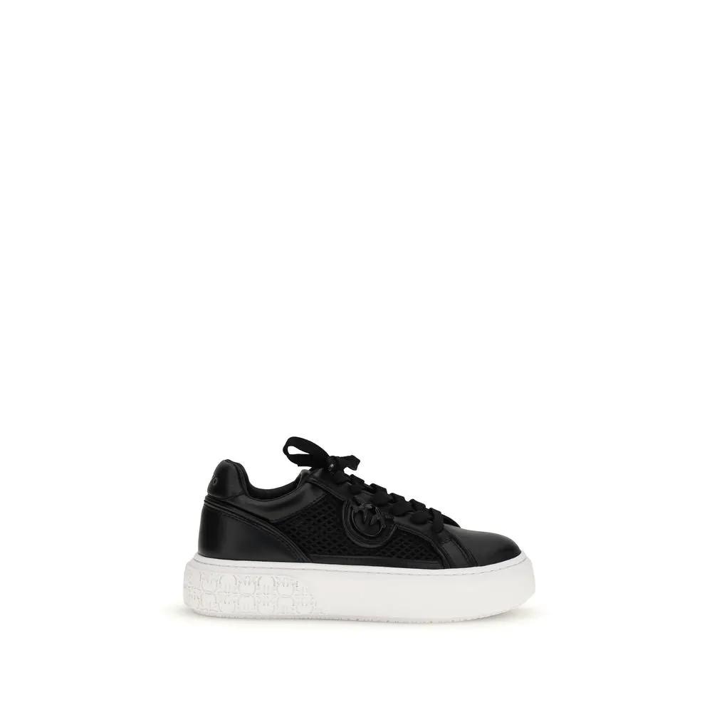 PINKO Black Calf Leather Bos Taurus Platform Sneakers by PINKO