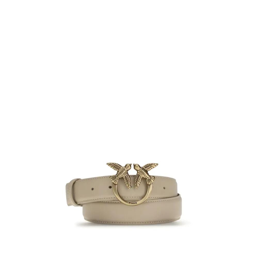 PINKO Beige Calf Leather Bos Taurus Belt by PINKO