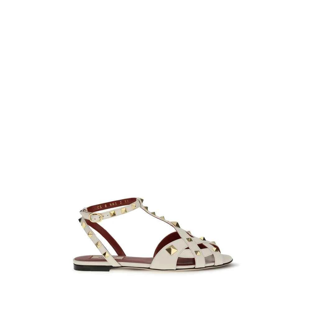 Valentino Garavani Beige Goatskin Flat Sandals by Valentino Garavani