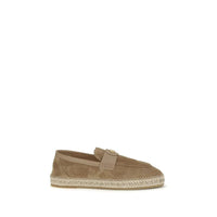 Valentino Garavani Beige Calf Leather Bos Taurus Espadrilles by Valentino Garavani