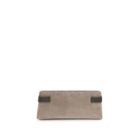 Brunello Cucinelli Gray Calf Leather Bos Taurus Clutch Bag
