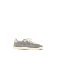 Brunello Cucinelli Gray Calf Leather Bos Taurus Sneakers