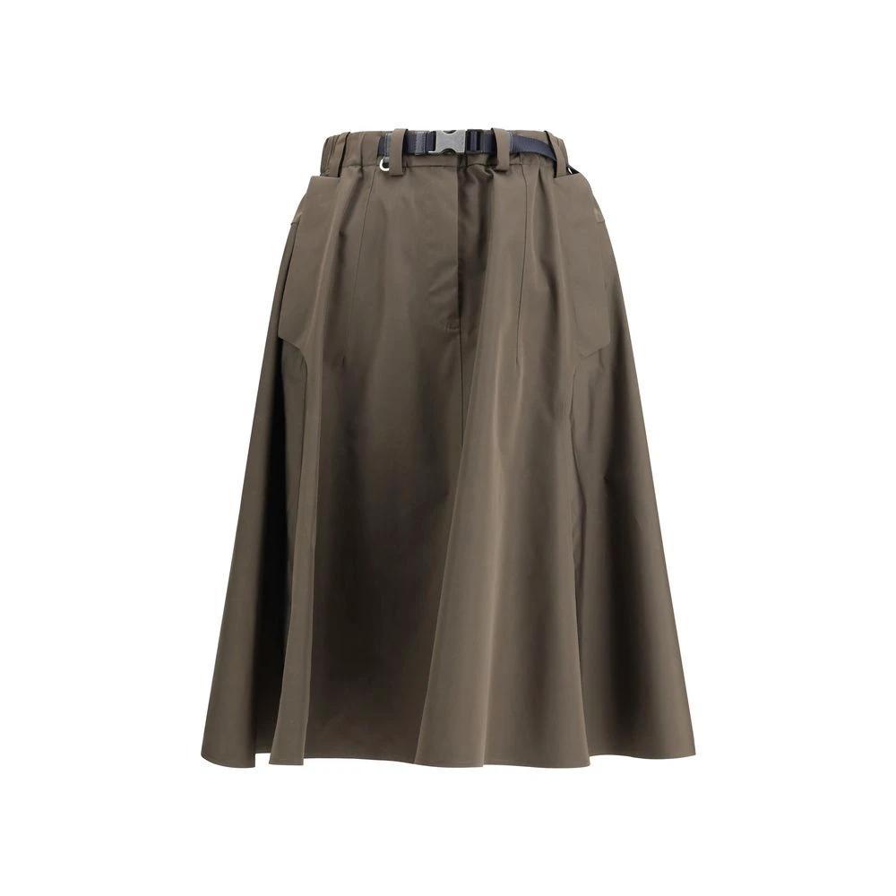 Prada Bicolor Recycled Polyester Midi Skirt by Prada