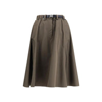 Prada Bicolor Recycled Polyester Midi Skirt by Prada