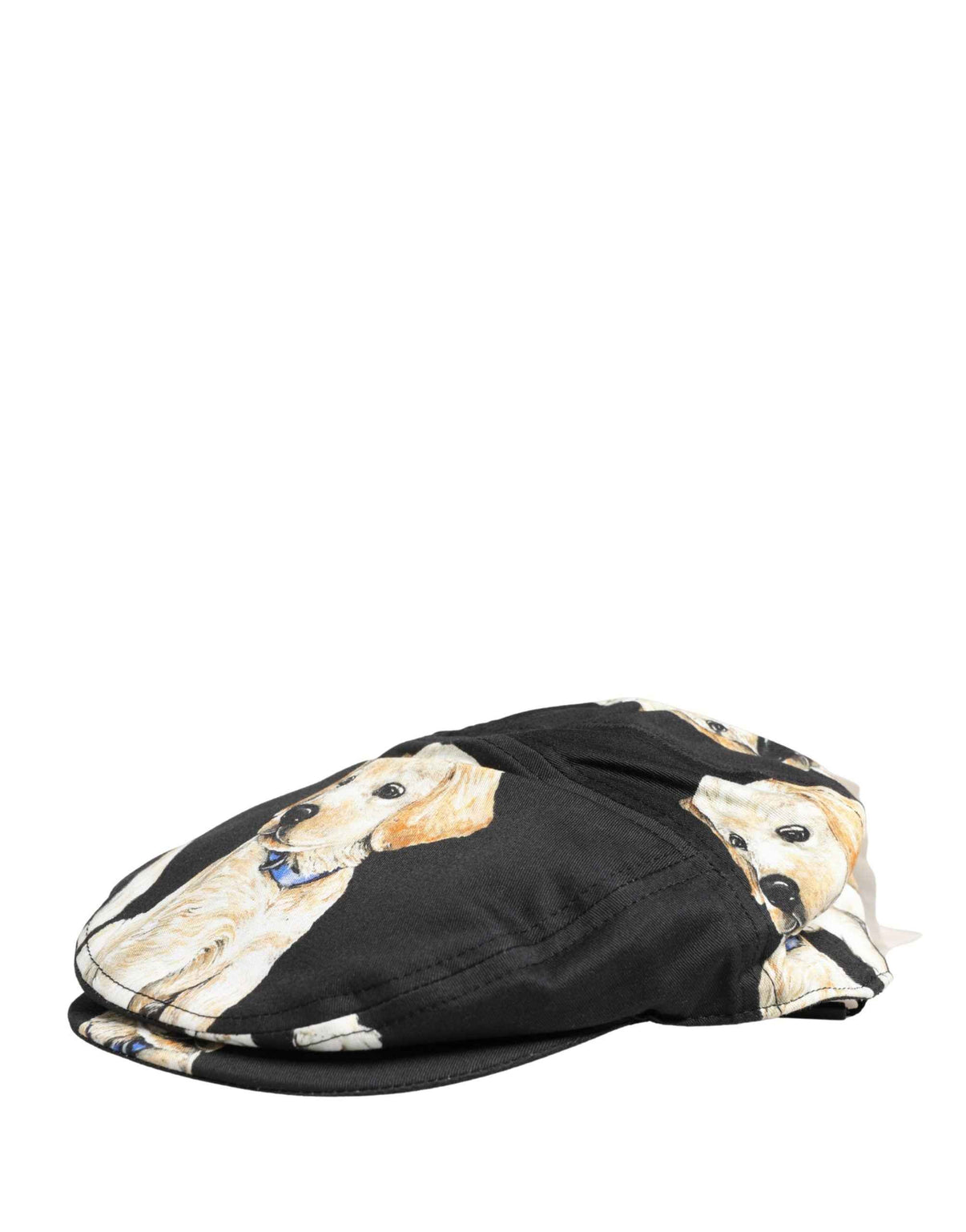 Dolce & Gabbana Men Black Dog Cotton Newsboy Cloth Capello Hat