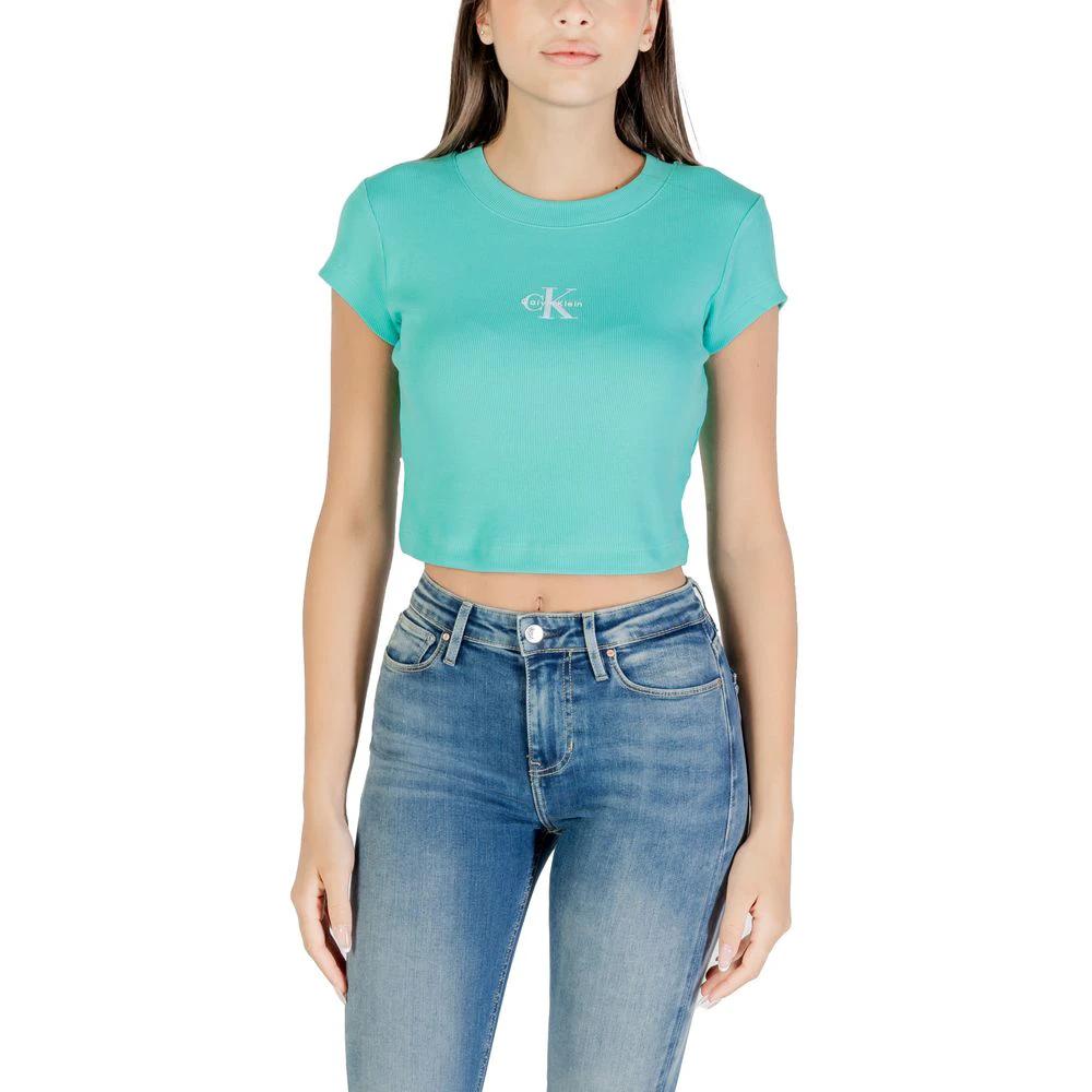 Calvin Klein Jeans Turquoise Cotton T-Shirt by Calvin Klein Jeans
