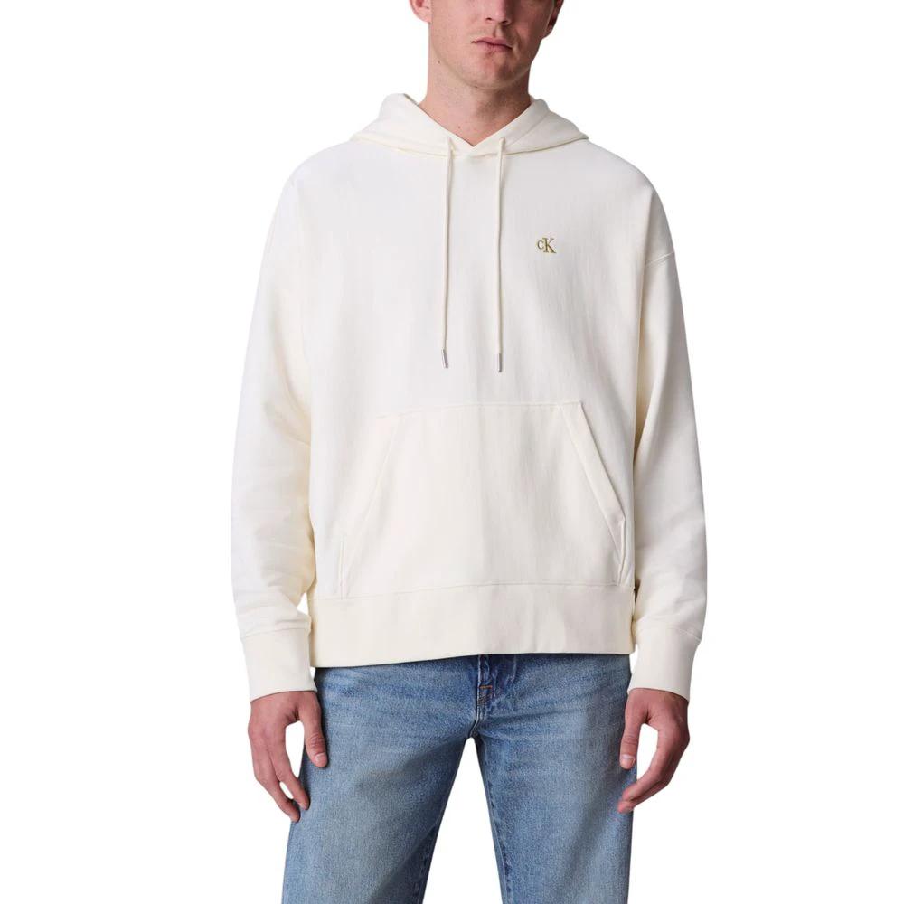 Calvin Klein Jeans White Cotton Hoodie by Calvin Klein Jeans