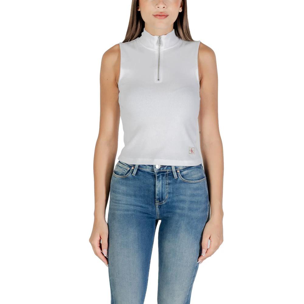 Calvin Klein Jeans White Cotton Top by Calvin Klein Jeans