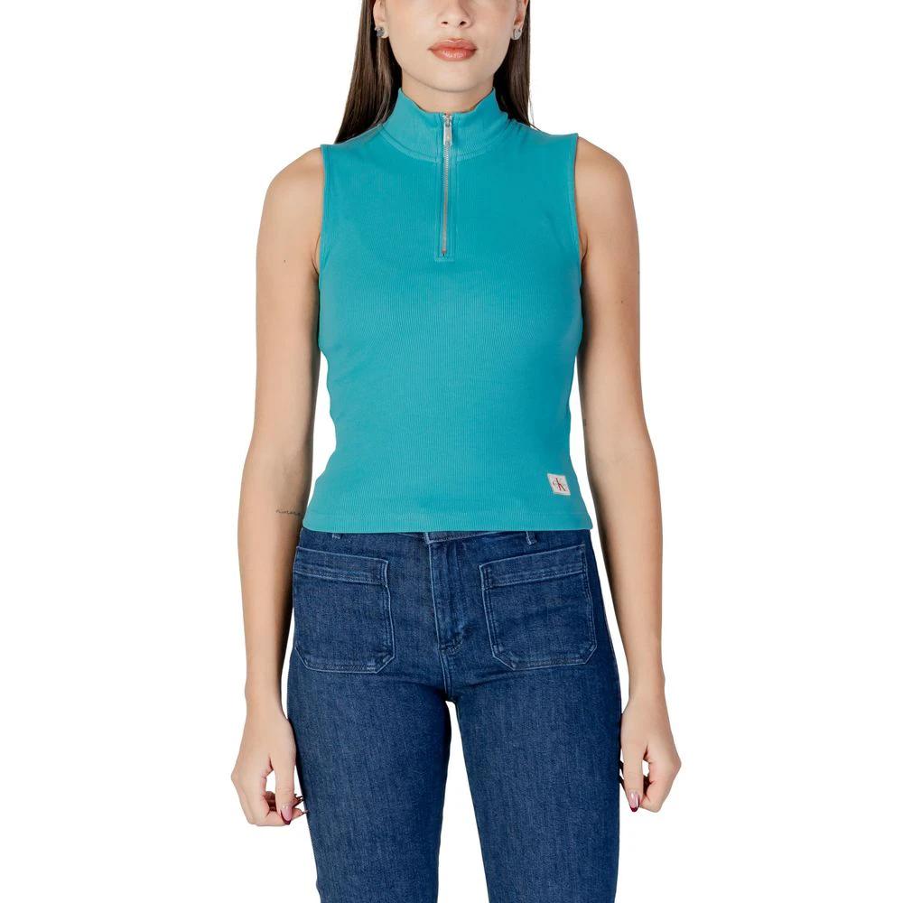 Calvin Klein Jeans Turquoise Cotton Top by Calvin Klein Jeans