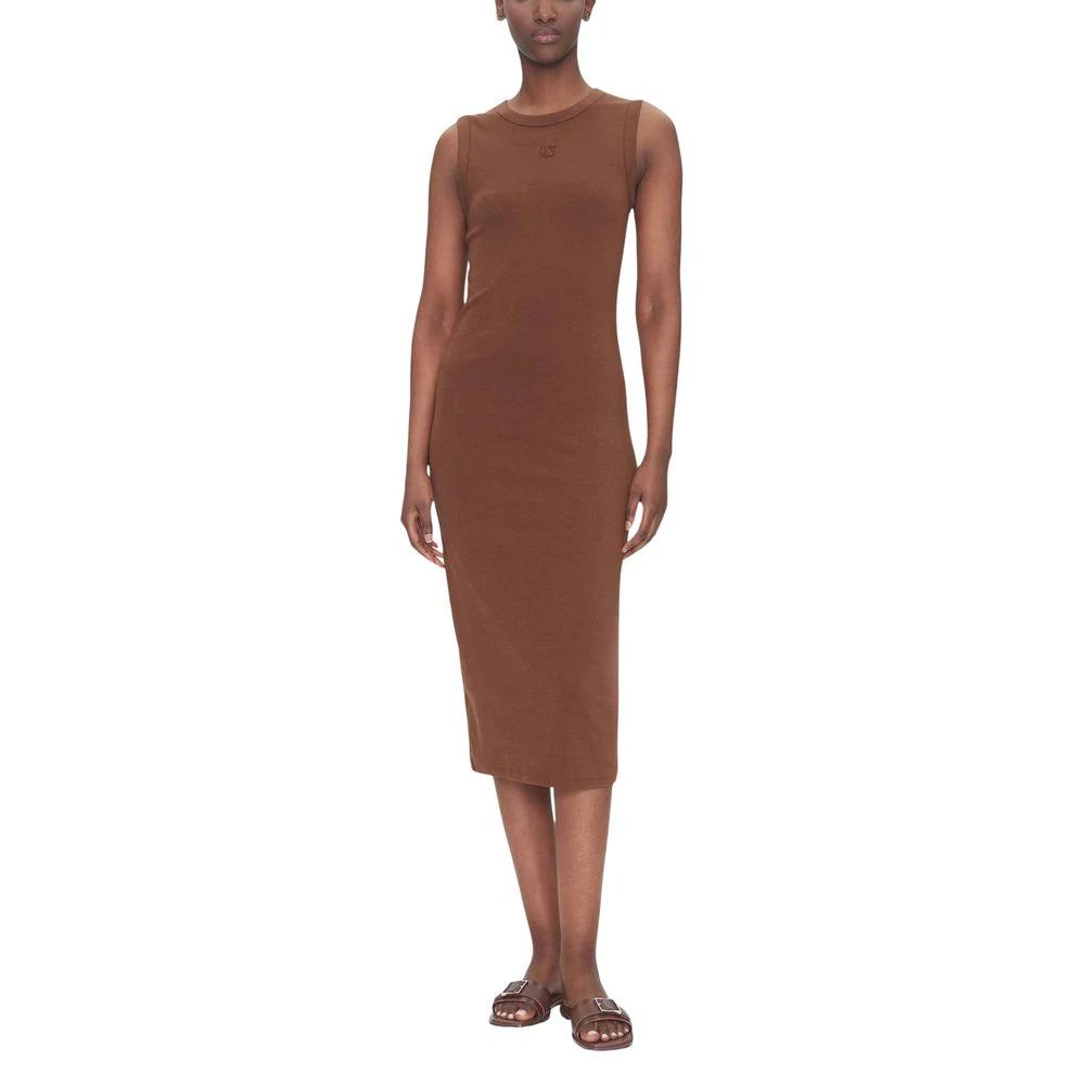 Calvin Klein Jeans Brown Cotton Long Dress by Calvin Klein Jeans