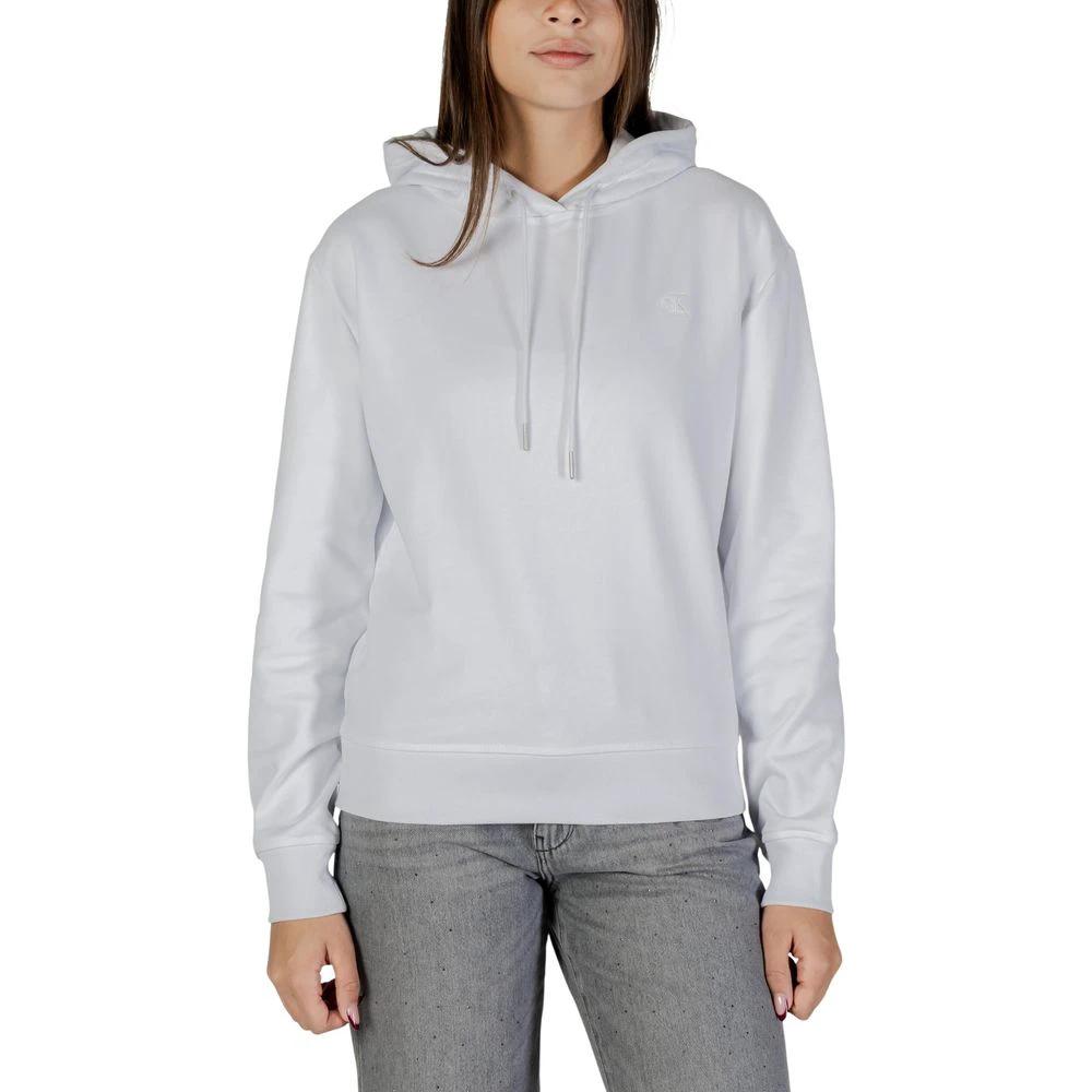 Calvin Klein Jeans White Cotton Hoodie by Calvin Klein Jeans