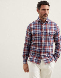 Brunello Cucinelli Bicolor Linen Pattern Shirt