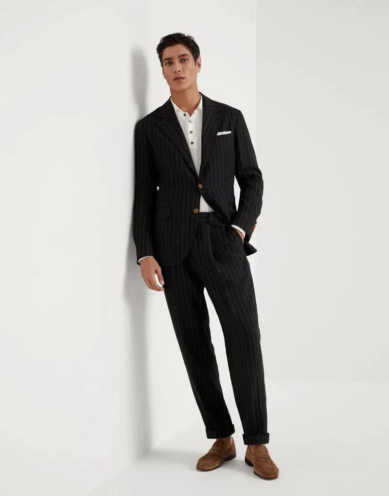 Brunello Cucinelli Black Linen Two-Piece Suit by Brunello Cucinelli