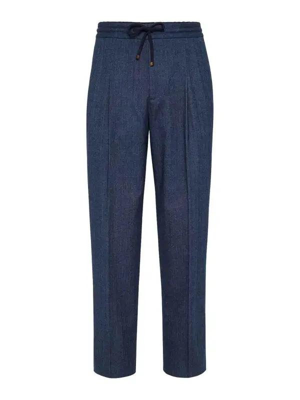 Brunello Cucinelli Blue Cotton Pants by Brunello Cucinelli