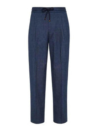 Brunello Cucinelli Blue Cotton Pants by Brunello Cucinelli