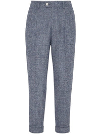 Brunello Cucinelli Blue Leather Casual Pants