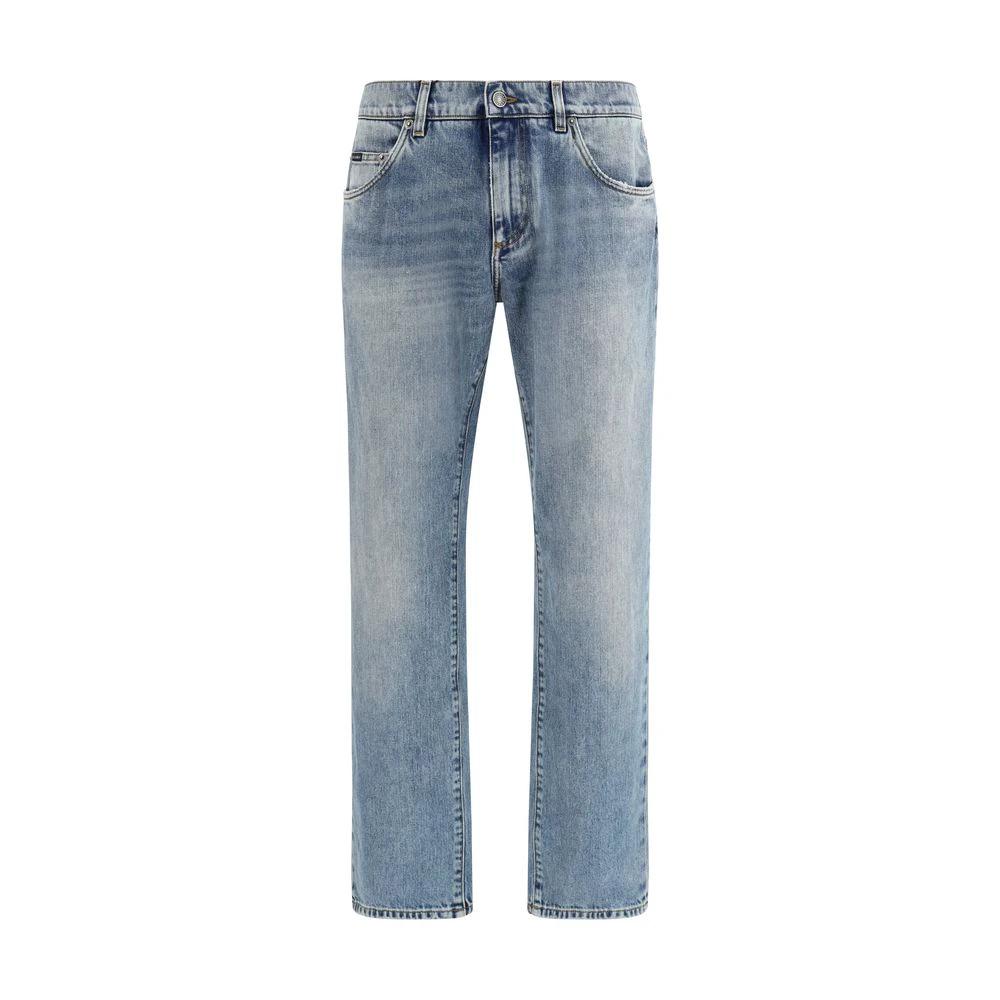 Dolce & Gabbana Blue Cotton Straight-Leg Jeans by Dolce & Gabbana