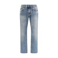 Dolce & Gabbana Blue Cotton Straight-Leg Jeans by Dolce & Gabbana