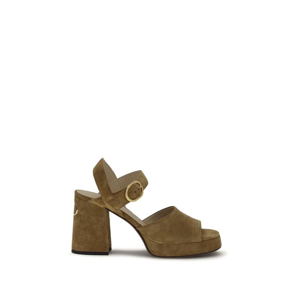 Valentino Garavani Beige Calf Leather Bos Taurus Platform Sandals by Valentino Garavani
