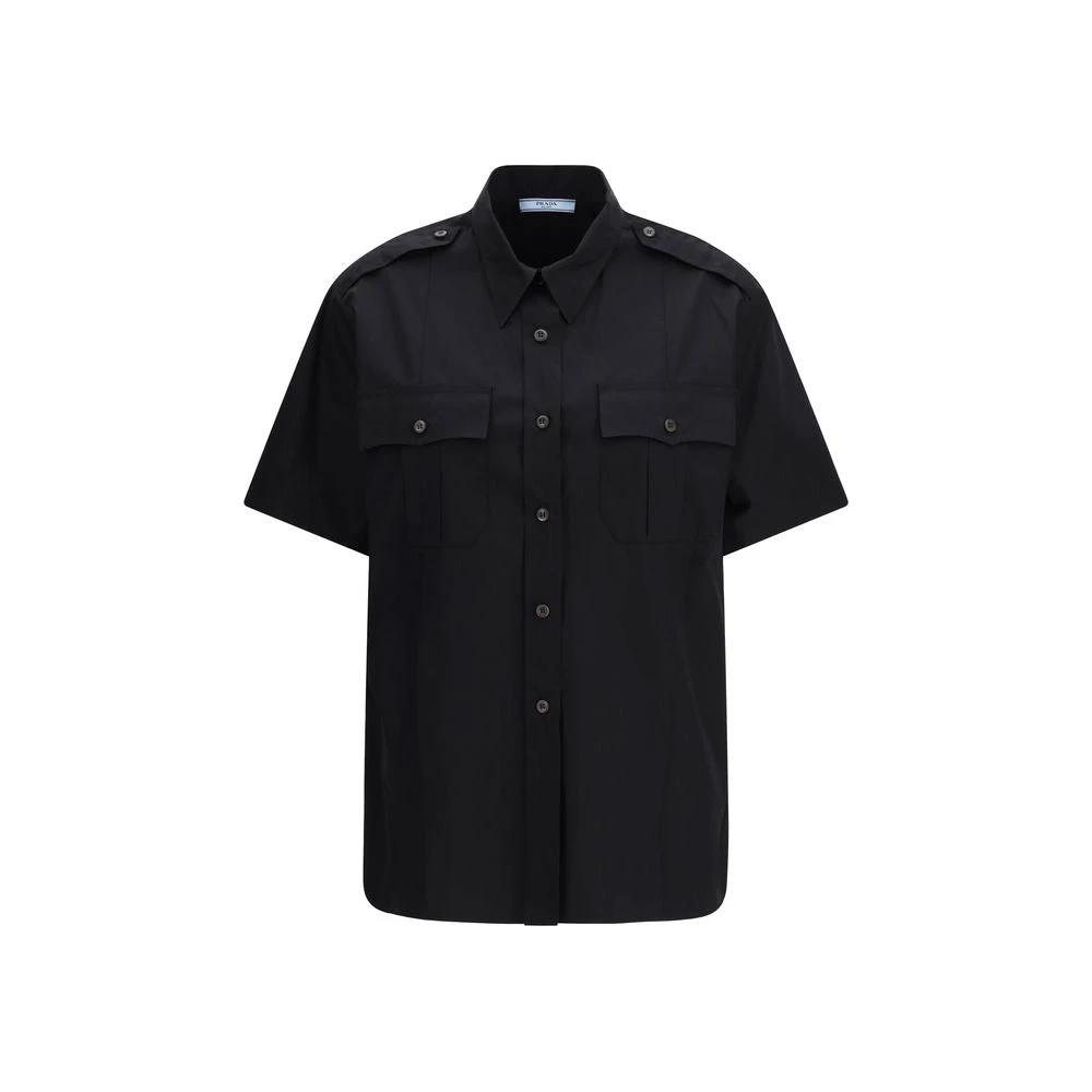 Prada Black Cotton Shortsleeve Shirt by Prada
