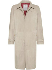 Brunello Cucinelli Beige Leather Coat by Brunello Cucinelli