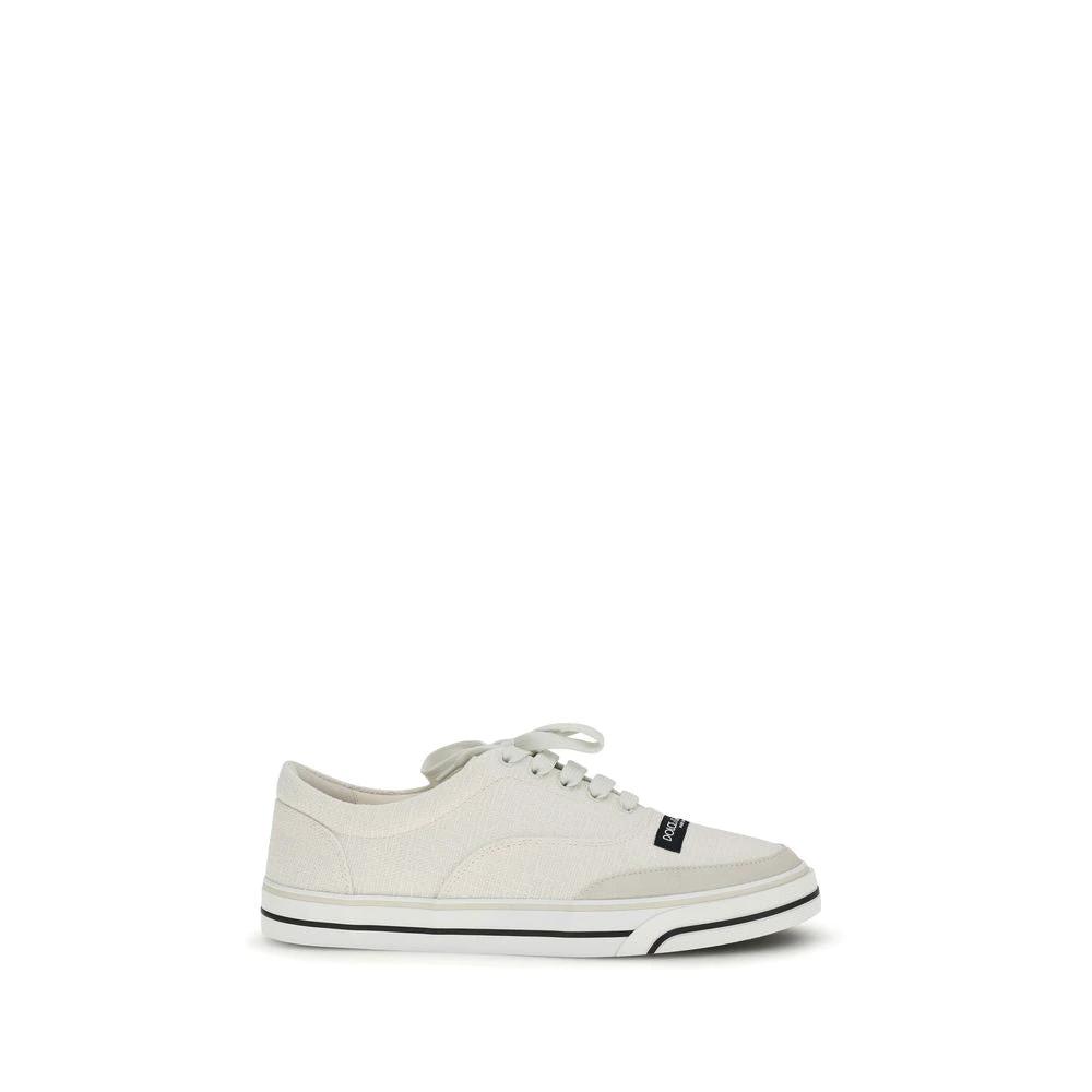 Dolce & Gabbana White Linen Low Top Sneakers by Dolce & Gabbana
