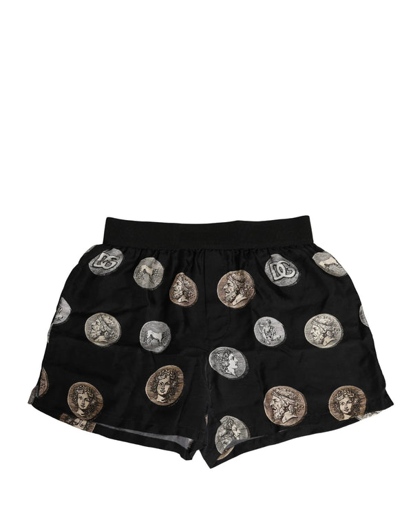 Dolce & Gabbana Black Ancient Coin Print Boxer Shorts Underwear by Dolce & Gabbana