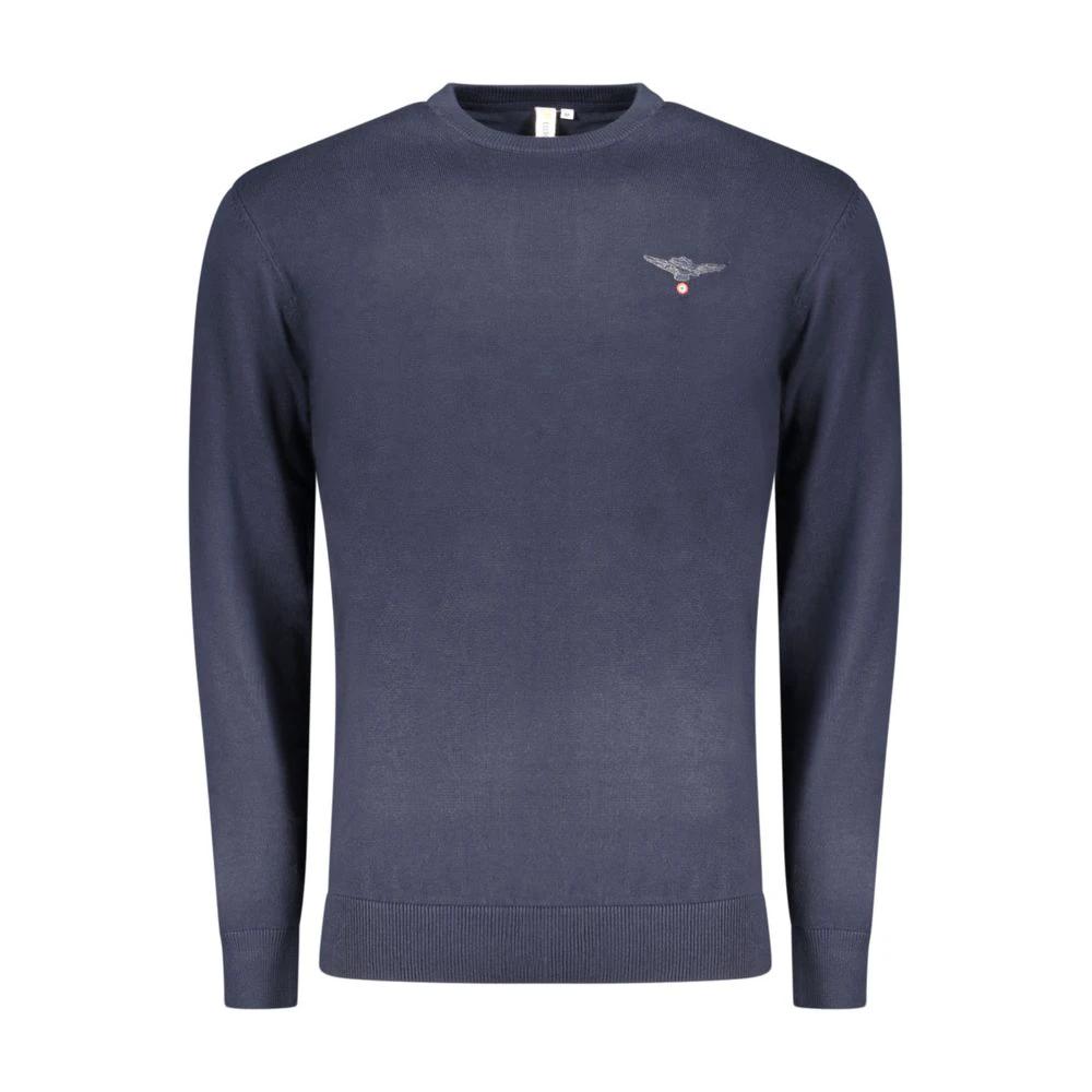 Accademia Militare Blu Cotton Men's Sweater by Accademia Militare