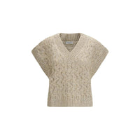 Brunello Cucinelli Beige Silk Sleeveles Sweater by Brunello Cucinelli